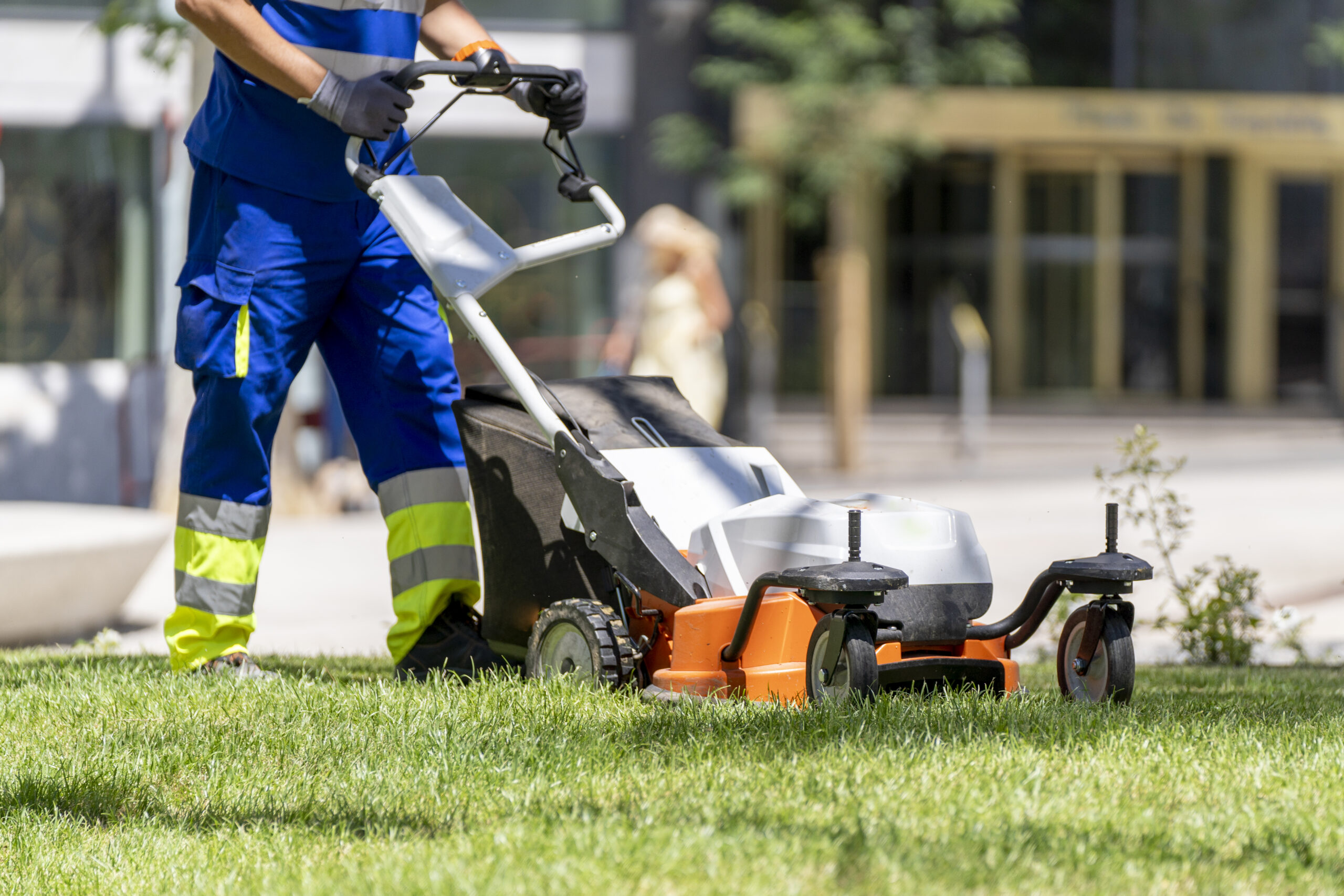 Lawn sanitation cutting with machine