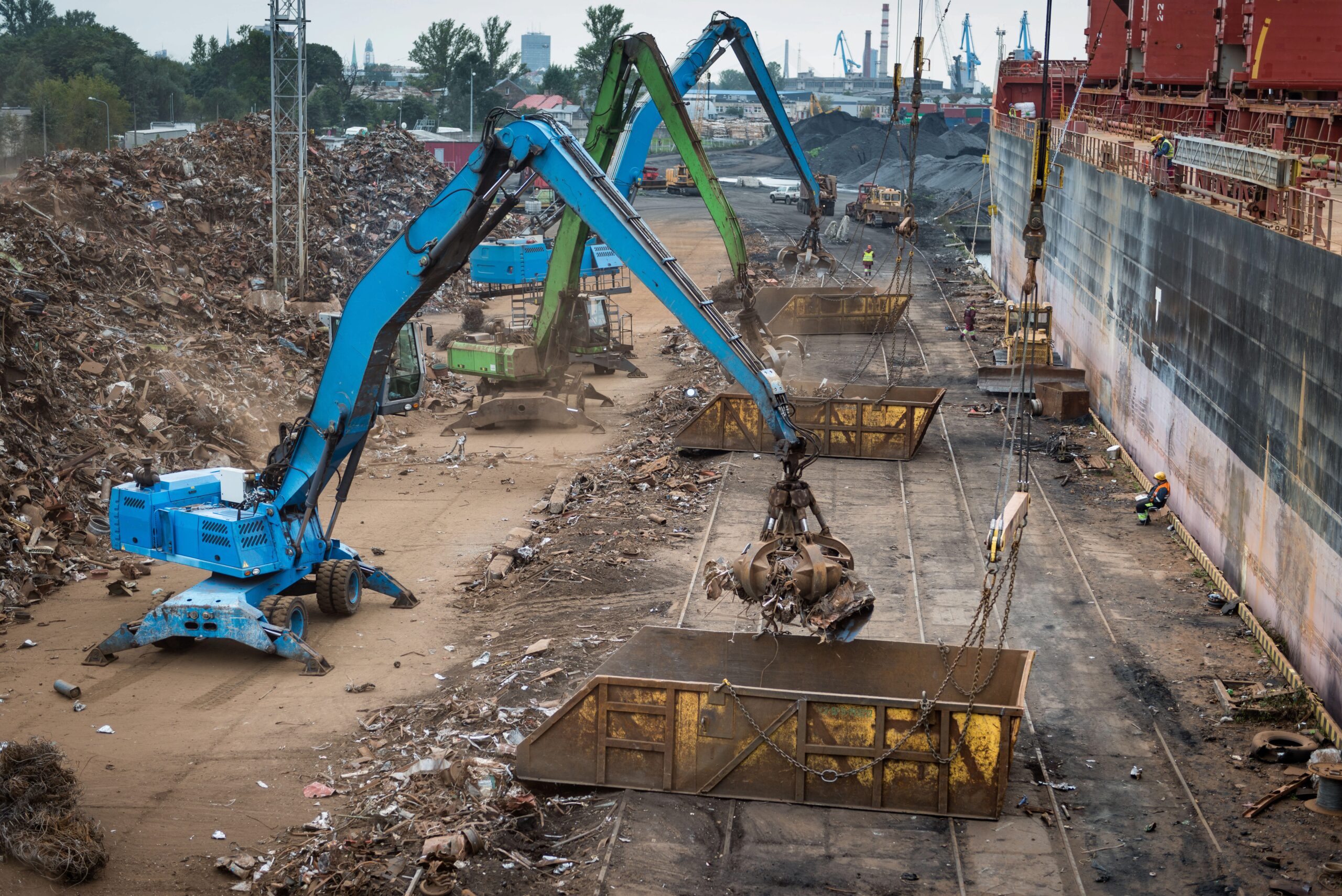 Scrap metal transshipment port.
